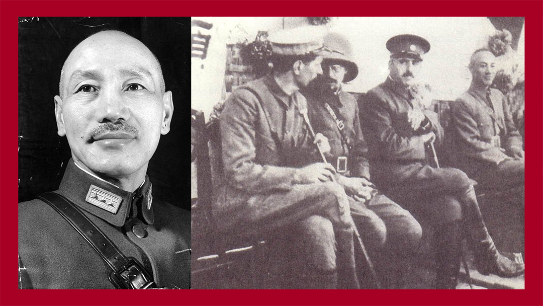 Чан Кайши – начальника генерального штаба Гоминдан, На фото М. М. Бородин (второй слева), В. В. Уральский (В. К. Блюхер), Чан Кайши